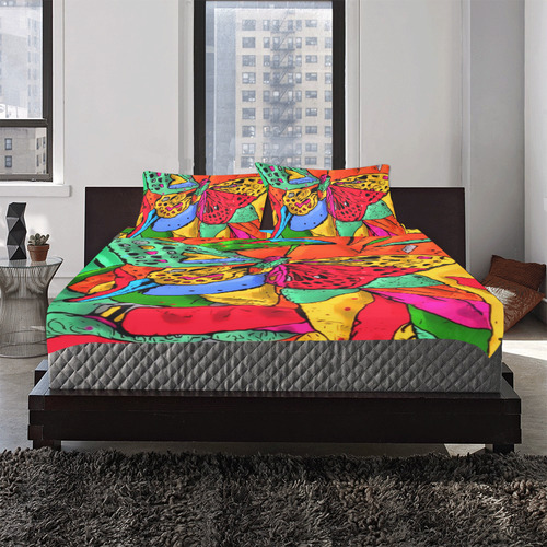 Butterfly Popart by Nico bielow 3-Piece Bedding Set