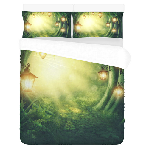 Road in a magic dark forest 3-Piece Bedding Set