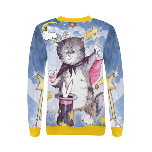 Magic Cat All Over Print Crewneck Sweatshirt for Women (Model H18)