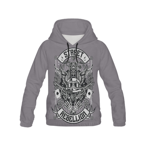 Street Rebellion Grey All Over Print Hoodie for Men (USA Size) (Model H13)