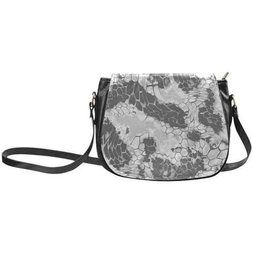 gray snake scales animal skin design camouflage Classic Saddle Bag/Small (Model 1648)