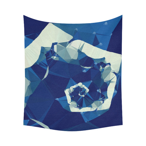 Dance With Me Blue Low Poly Fractal Art Cotton Linen Wall Tapestry 60"x 51"