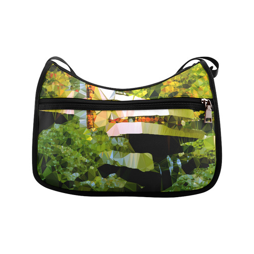 House Waterfall Low Poly Nature Landscape Crossbody Bags (Model 1616)