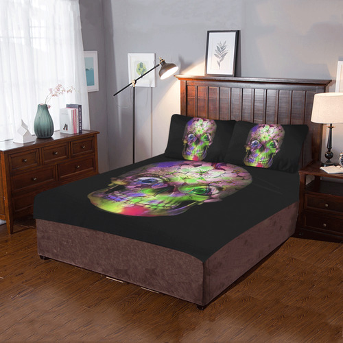 Amazing Floral Skull C by JamColors 3-Piece Bedding Set