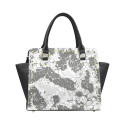 gray snake scales animal skin design camouflage Rivet Shoulder Handbag (Model 1645)