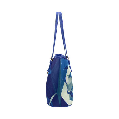 Dance With Me Blue Low Poly Fractal Art Leather Tote Bag/Large (Model 1651)