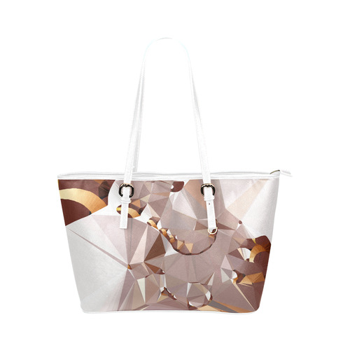 Crema White Gold Low Poly Fractal Art Leather Tote Bag/Large (Model 1651)