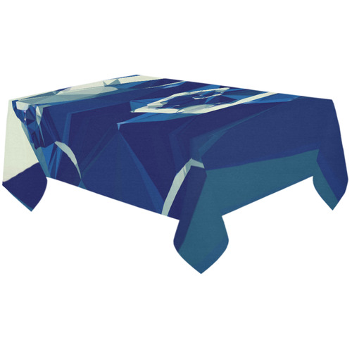 Dance With Me Blue Low Poly Fractal Art Cotton Linen Tablecloth 60"x120"