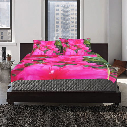 Pink Flowers 3-Piece Bedding Set