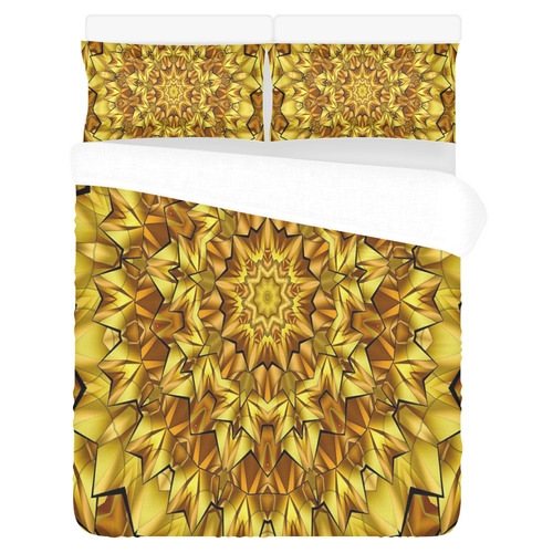 Golden Bronzed Mandala 3-Piece Bedding Set