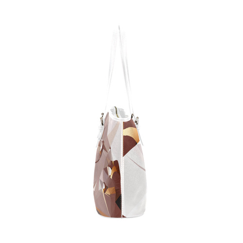 Crema White Gold Low Poly Fractal Art Leather Tote Bag/Large (Model 1651)