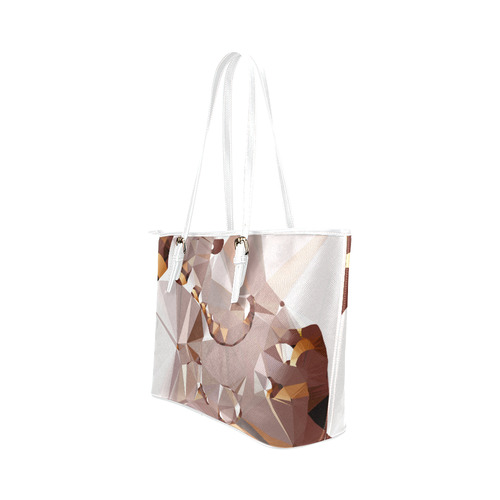 Crema White Gold Low Poly Fractal Art Leather Tote Bag/Large (Model 1651)
