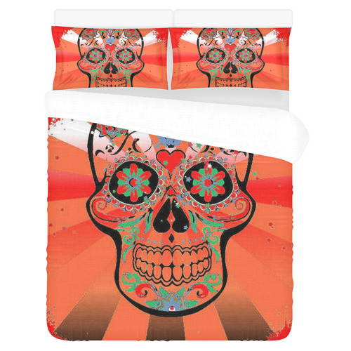 psychedelic Pop Skull 317I by JamColors 3-Piece Bedding Set