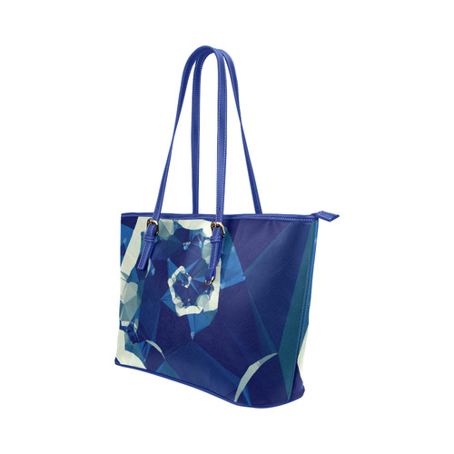 Dance With Me Blue Low Poly Fractal Art Leather Tote Bag/Large (Model 1651)