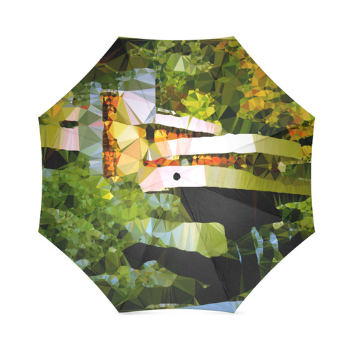 House Waterfall Low Poly Nature Landscape Foldable Umbrella (Model U01)