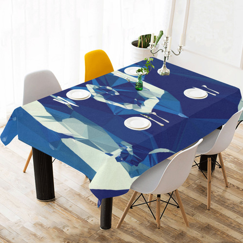 Dance With Me Blue Low Poly Fractal Art Cotton Linen Tablecloth 60"x120"