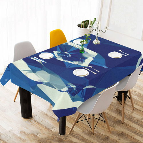 Dance With Me Blue Low Poly Fractal Art Cotton Linen Tablecloth 60"x 104"