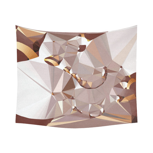 Crema White Gold Low Poly Fractal Art Cotton Linen Wall Tapestry 60"x 51"