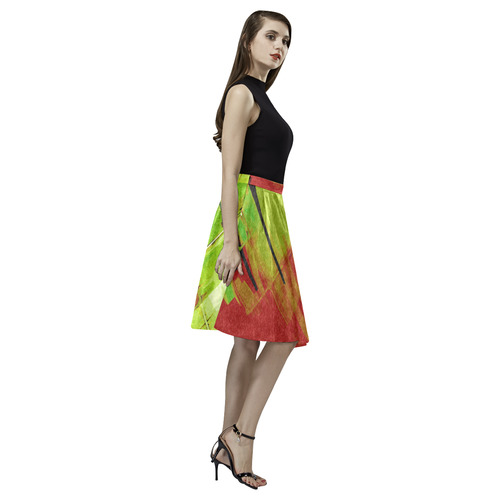 Grunge texture Melete Pleated Midi Skirt (Model D15)