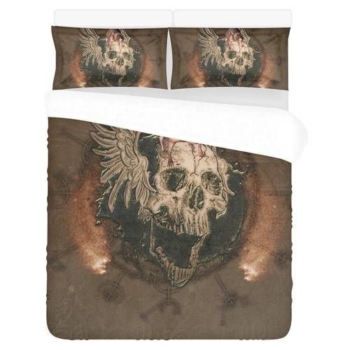 Awesome skull with rat 3-Piece Bedding Set