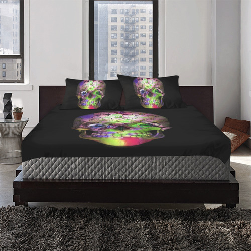 Amazing Floral Skull C by JamColors 3-Piece Bedding Set