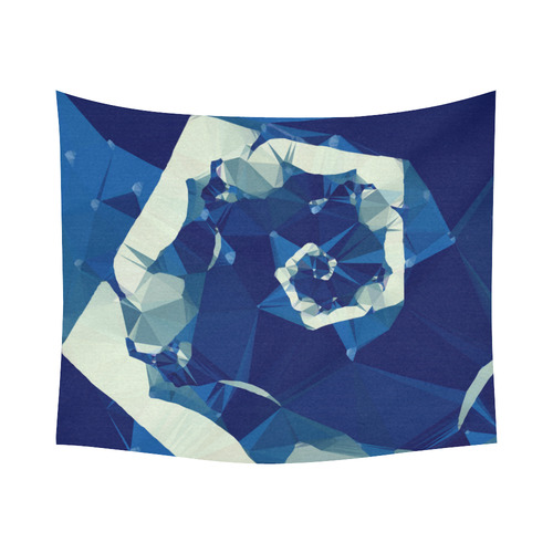 Dance With Me Blue Low Poly Fractal Art Cotton Linen Wall Tapestry 60"x 51"