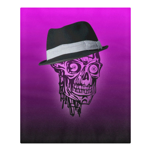 elegant skull with hat,hot pink 3-Piece Bedding Set