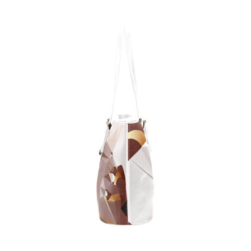 Crema White Gold Low Poly Fractal Art Leather Tote Bag/Large (Model 1651)