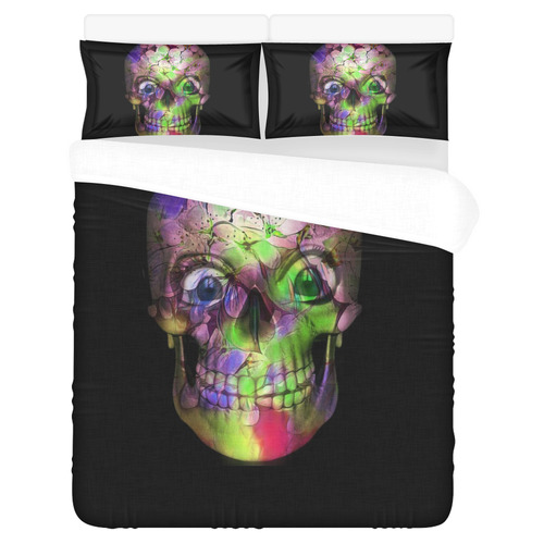 Amazing Floral Skull C by JamColors 3-Piece Bedding Set