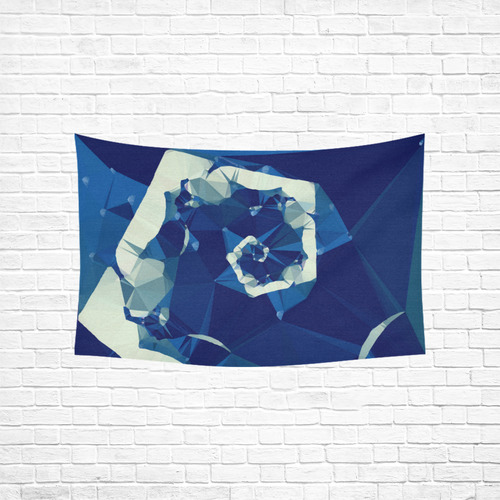 Dance With Me Blue Low Poly Fractal Art Cotton Linen Wall Tapestry 60"x 40"
