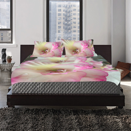 Pink and white flowers 3-Piece Bedding Set