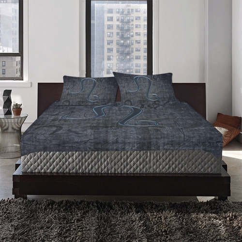 Astrology Zodiac Sign Leo in Grunge Style 3-Piece Bedding Set