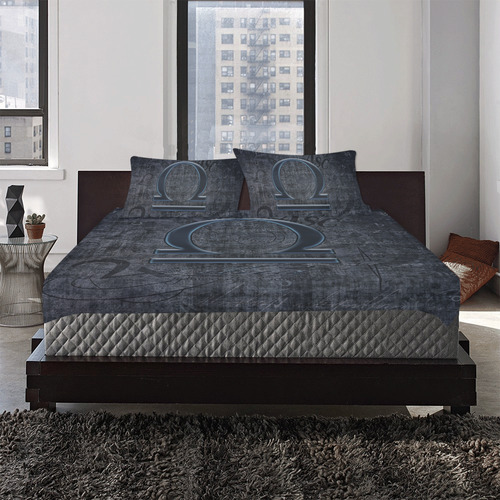 Astrology Zodiac Sign Libra in Grunge Style 3-Piece Bedding Set