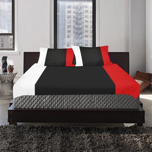 Black & White & Red 3-Piece Bedding Set