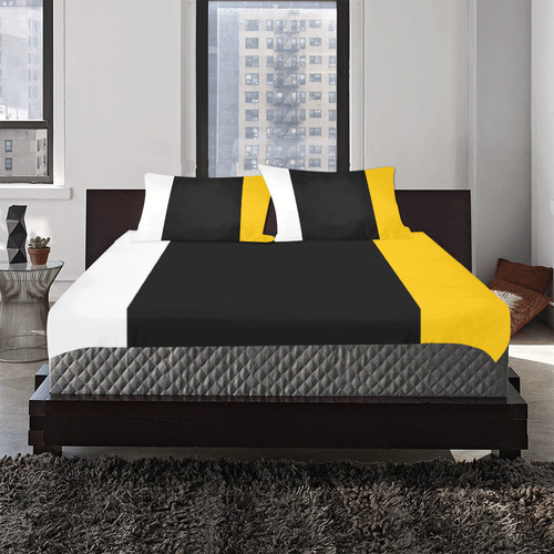 Black & White & Yellow 3-Piece Bedding Set