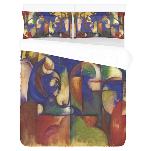 The resting bull by Franz Marc 3-Piece Bedding Set