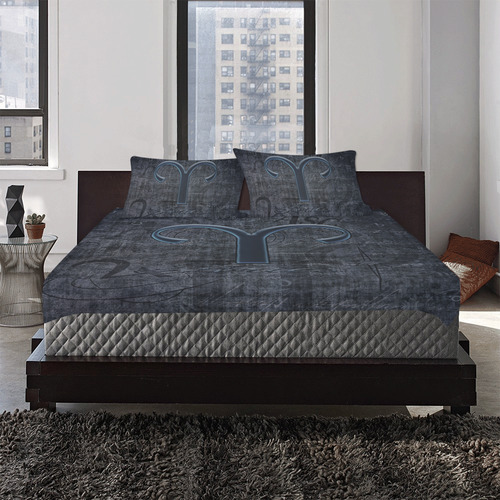 Astrology Zodiac Sign Aries in Grunge Style 3-Piece Bedding Set