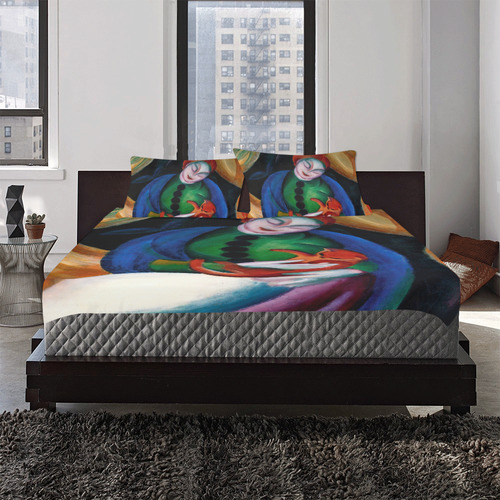 Girl With Cat II  by Franz Marc 3-Piece Bedding Set