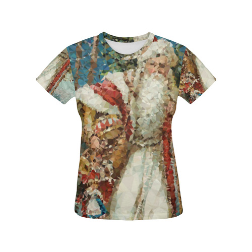 Vintage Santa Claus Low Poly Landscape All Over Print T-Shirt for Women (USA Size) (Model T40)