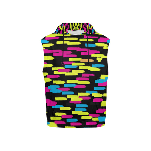 Colorful strokes on a black background All Over Print Sleeveless Hoodie for Kid (Model H15)