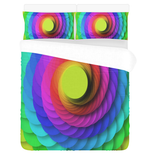 Psychodelic Spirale In Rainbow Colors 3-Piece Bedding Set