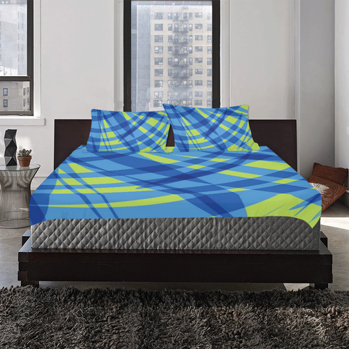 Blue & Green 3-Piece Bedding Set