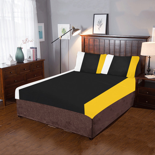 Black & White & Yellow 3-Piece Bedding Set