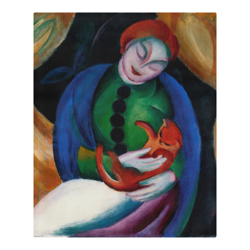 Girl With Cat II  by Franz Marc 3-Piece Bedding Set