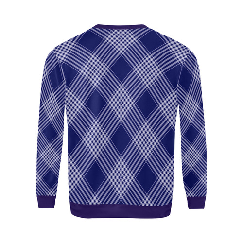 Navy Blue And White Plaid All Over Print Crewneck Sweatshirt for Men/Large (Model H18)