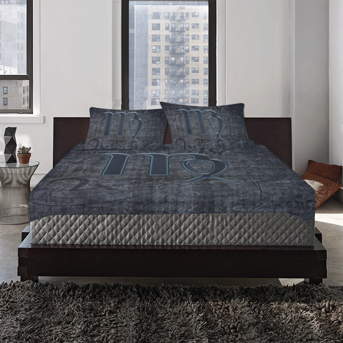 Astrology Zodiac Sign Virgo in Grunge Style 3-Piece Bedding Set