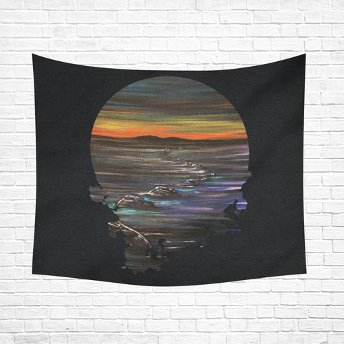 Night Walk Cotton Linen Wall Tapestry 60"x 51"