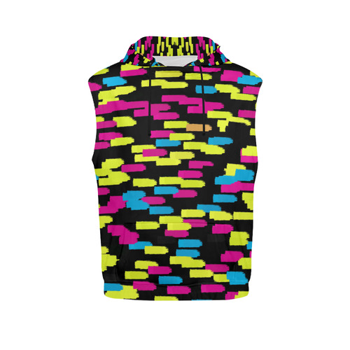 Colorful strokes on a black background All Over Print Sleeveless Hoodie for Men (Model H15)