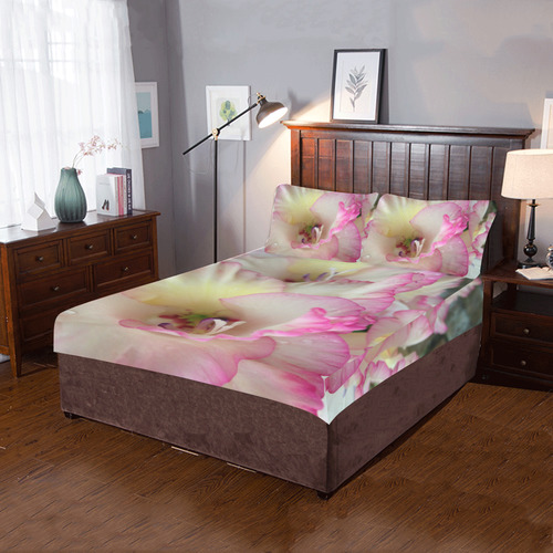 Pink and white flowers 3-Piece Bedding Set