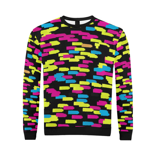 Colorful strokes on a black background All Over Print Crewneck Sweatshirt for Men (Model H18)